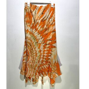 Dress U by Sharon skirt VTG asymmetric hem Y2K fairy colorful orange women 14